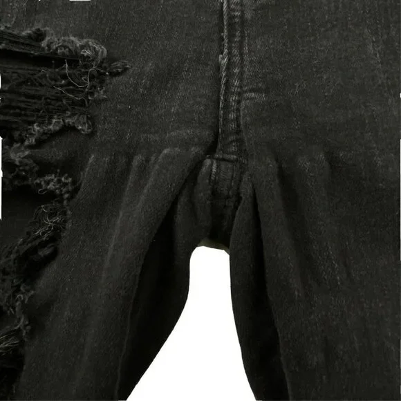 American Eagle size 4S High Rise Jegging Next Level Stretch Distress Jeans Black - Picture 4 of 12